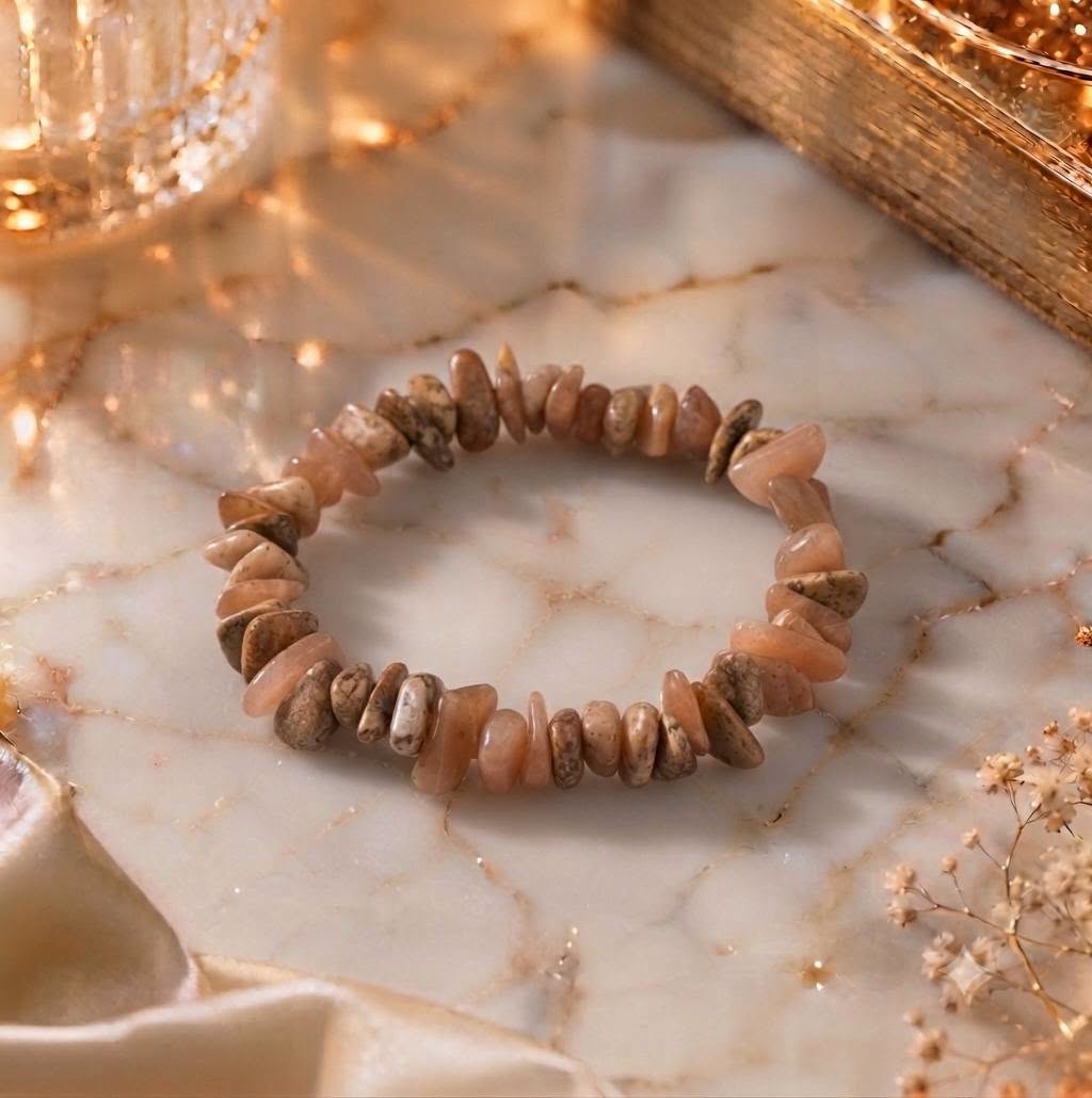 Bracelet copeaux de pierre Pierre de lune pêche