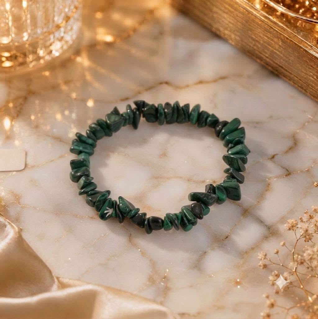 Bracelet copeaux de pierres Malachite