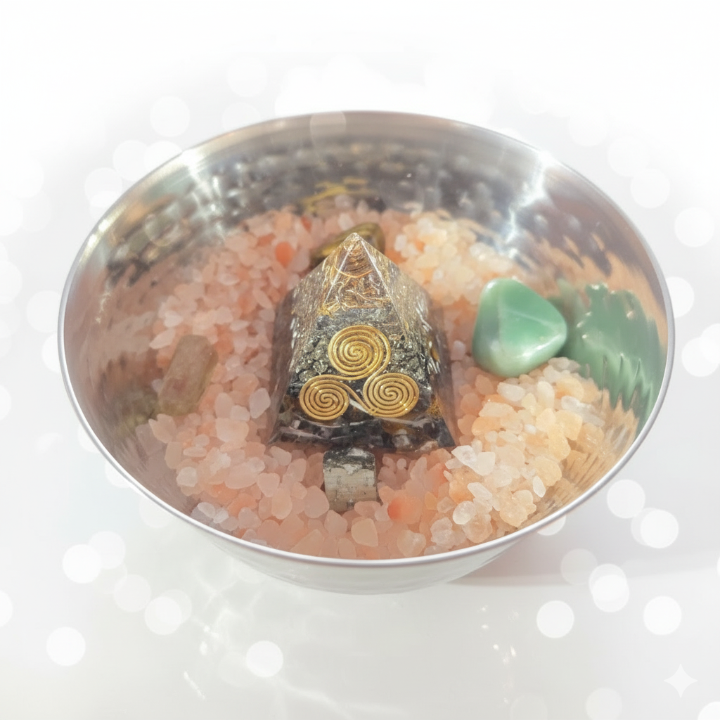 Bol d'abondance avec pyramide orgonite