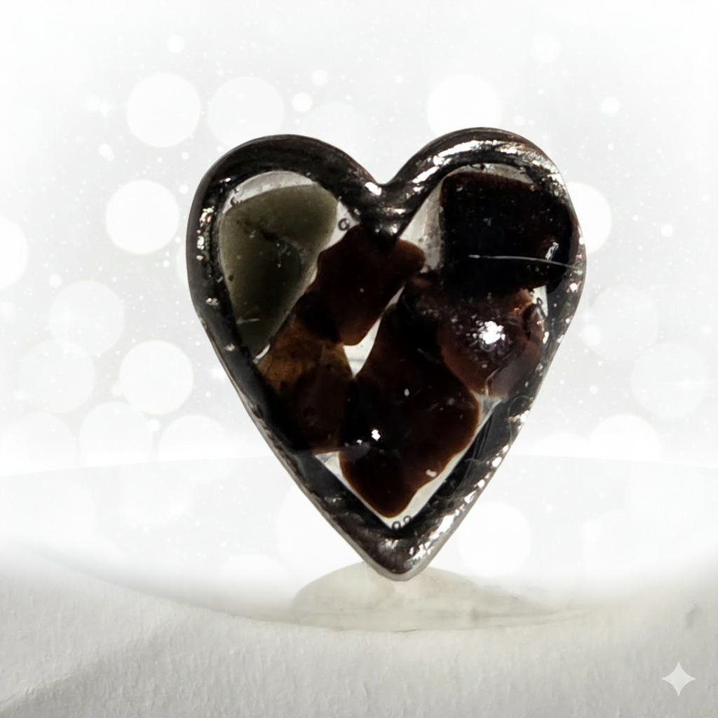 Bague obsidienne et résine ajustable