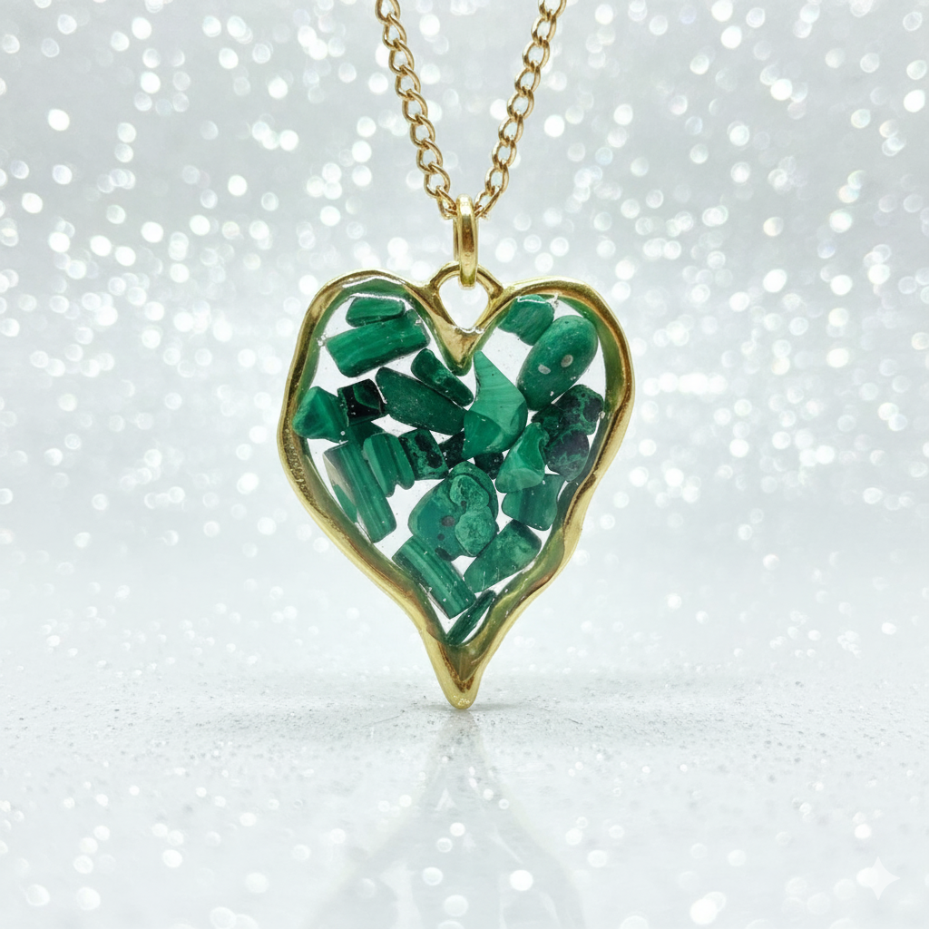 Coeur Malachite avec chaîne