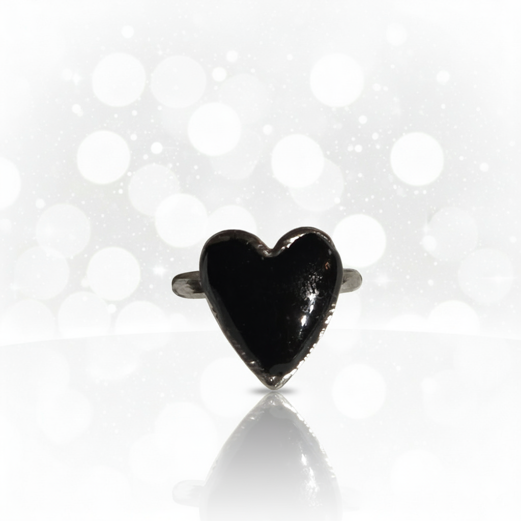 Bague shungite et résine ajustable