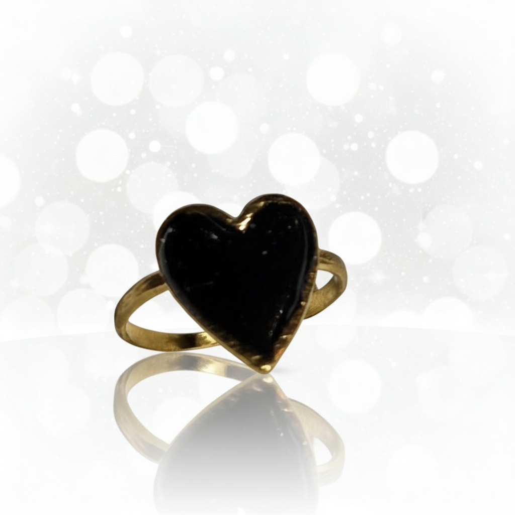 Bague shungite et résine ajustable