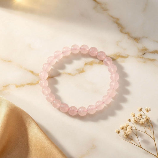 Bracelet quartz rose 8 mm