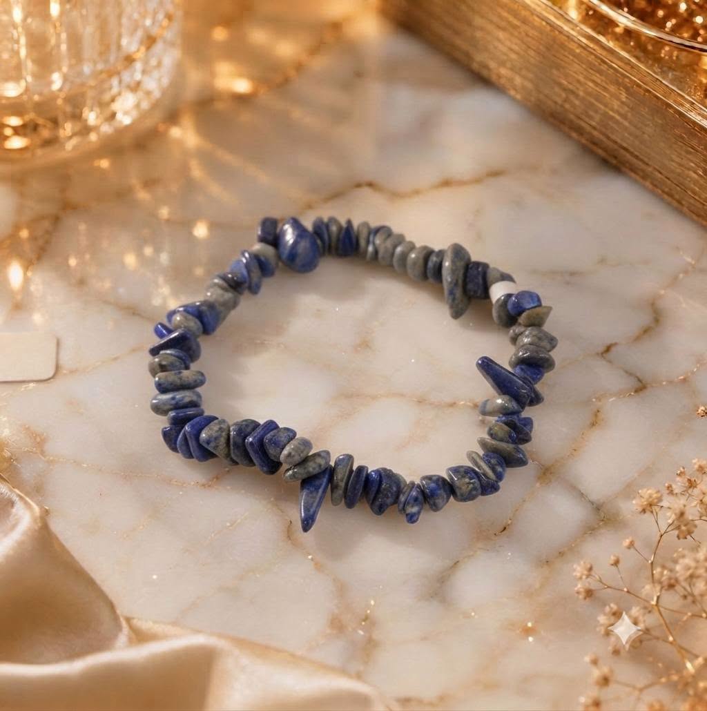 Bracelet copeaux de pierres Lapis-Lazuli