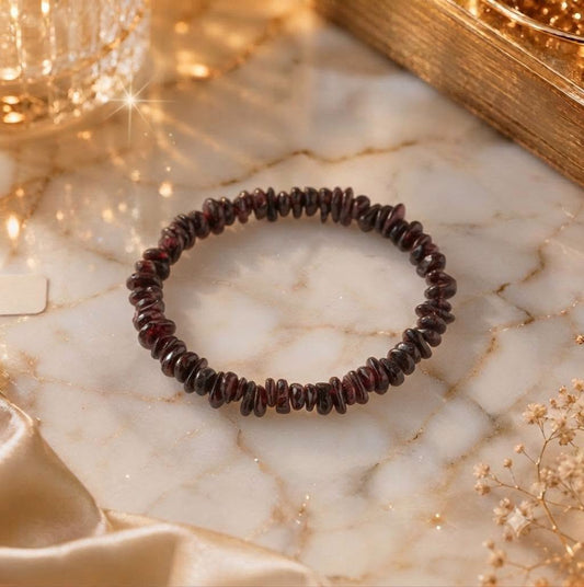 Bracelet copeaux de pierre Grenat