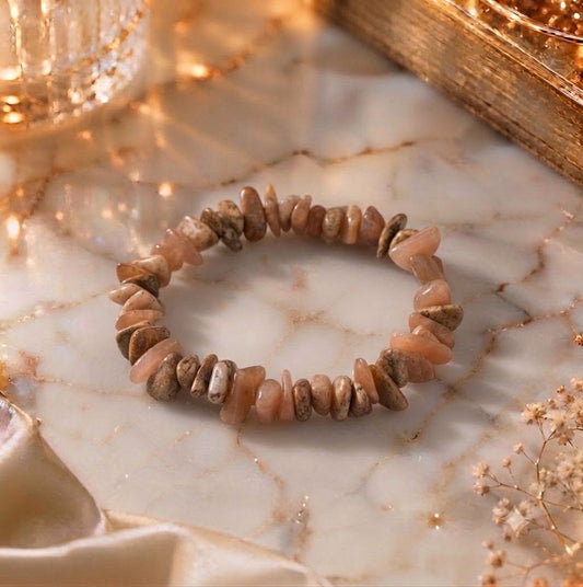 Bracelet copeaux de pierre Pierre de lune pêche