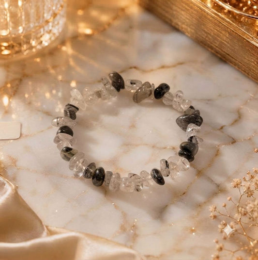 Bracelet copeaux de pierre Quartz rutile