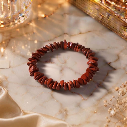Bracelet copeaux de pierres Jaspe rouge