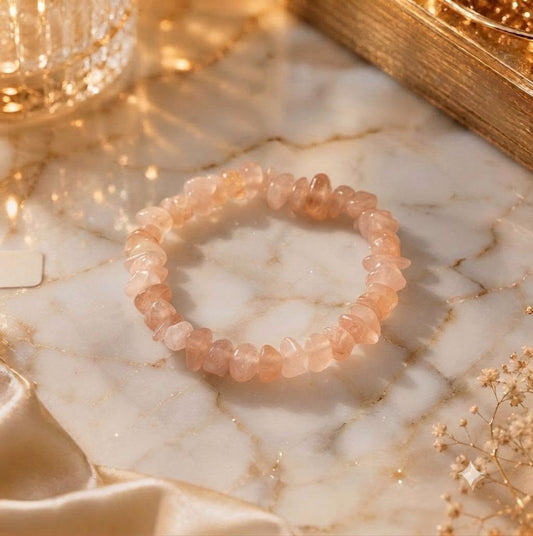 Bracelet copeaux de pierres Quartz rose