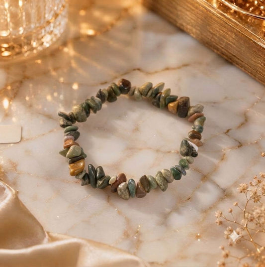 Bracelet copeaux de pierres Jaspe océan