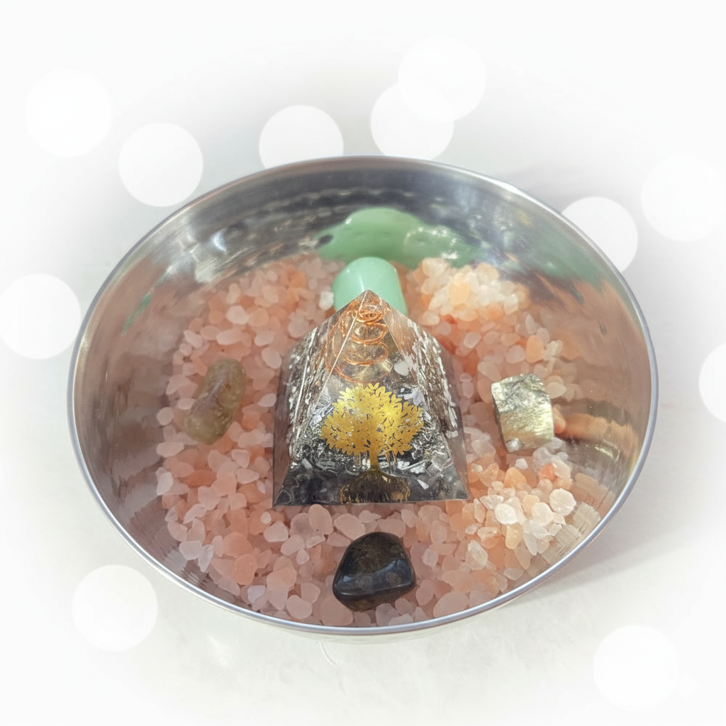 Bol d'abondance avec pyramide orgonite