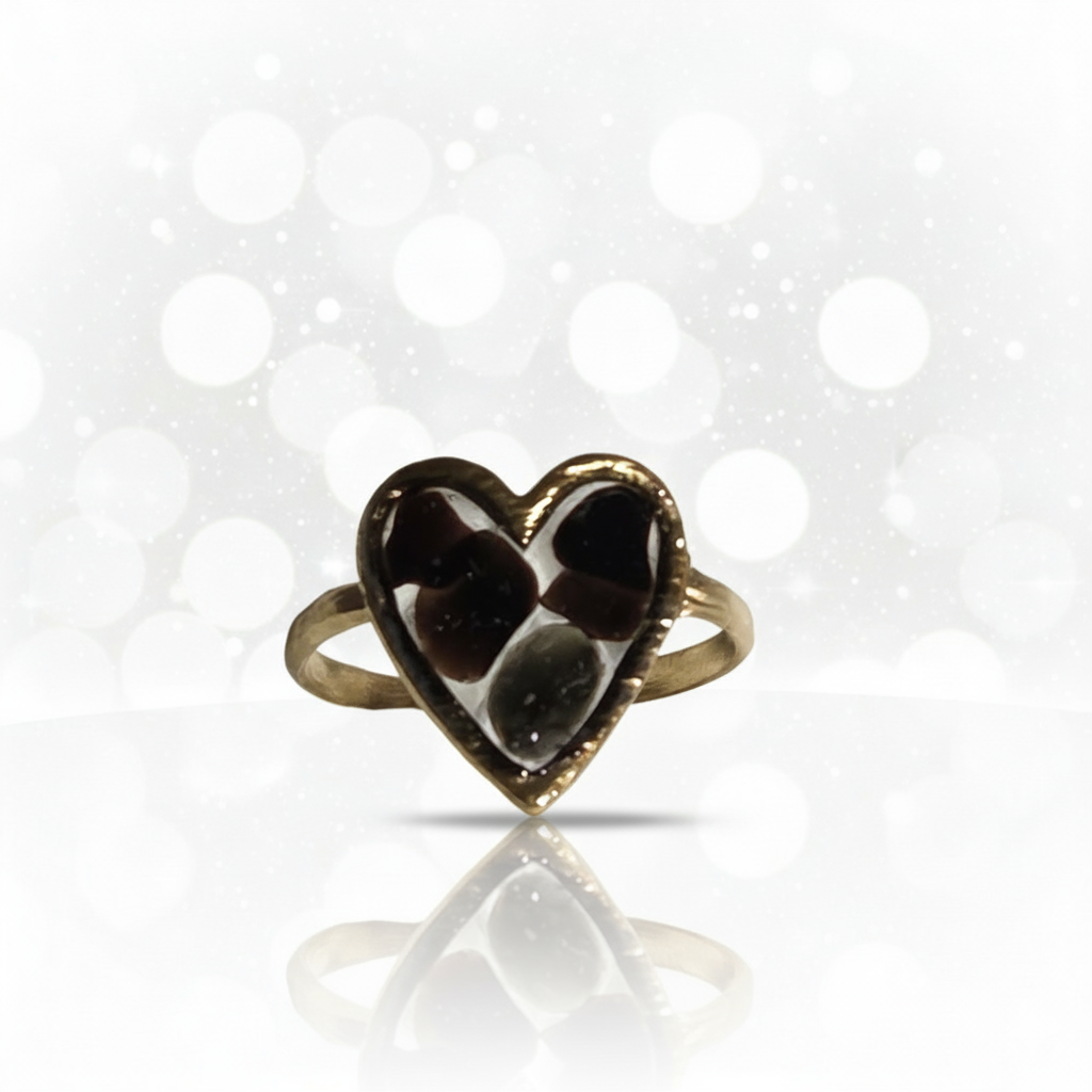 Bague obsidienne et résine. Ajustable