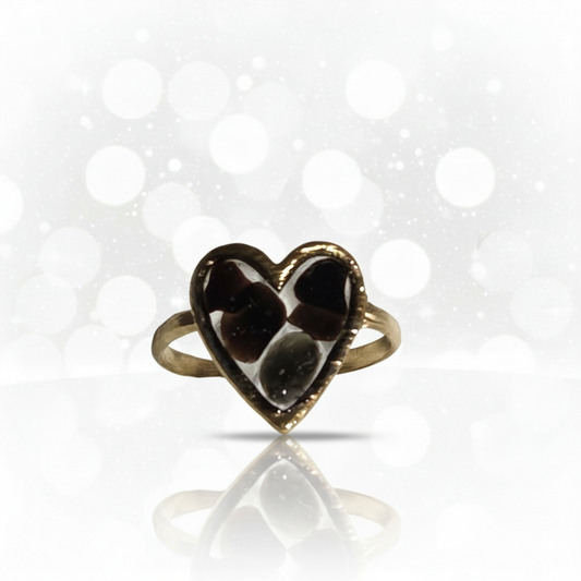 Bague obsidienne et résine. Ajustable