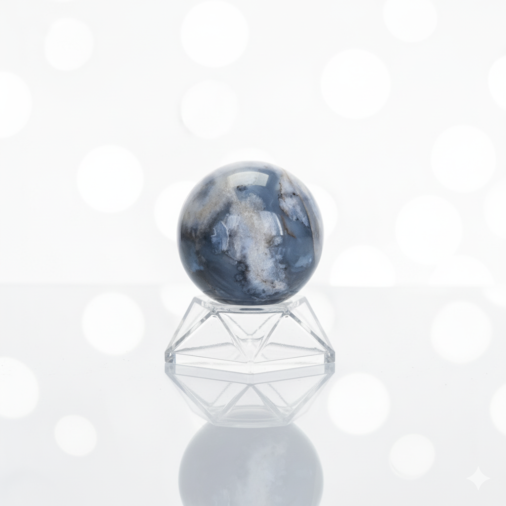 Sphère Agate fleur bleu