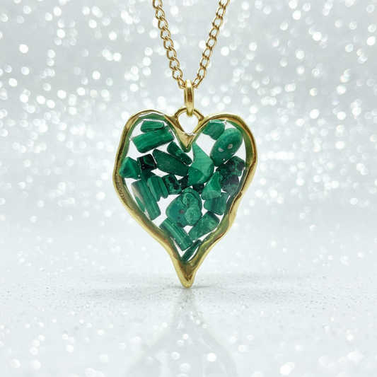 Coeur Malachite avec chaîne