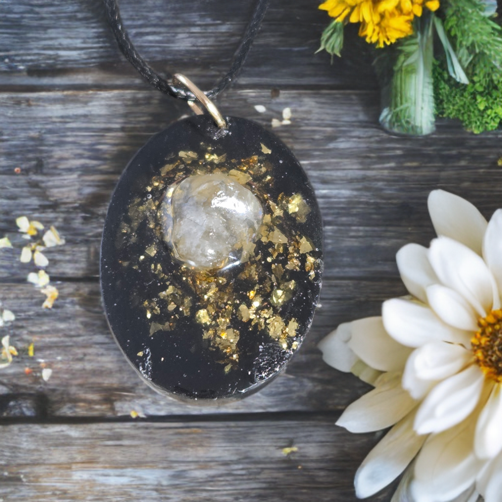 Orgonite shungite et quartz clair